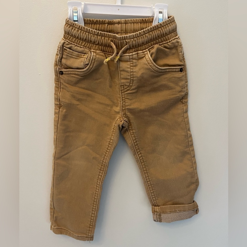 Cat & Jack 2T Khaki Tan Beige Pants with Drawstring Straight Leg​​​